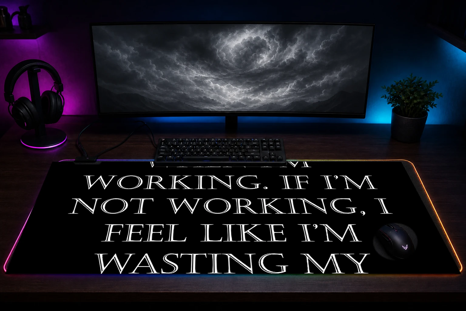 stan lee quotes RGB Desk Mat immersive setup scene