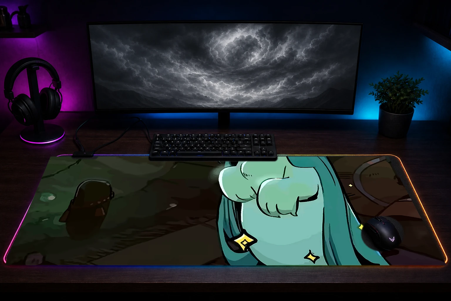Dora Hades 2 Game RGB Desk Mat immersive setup scene
