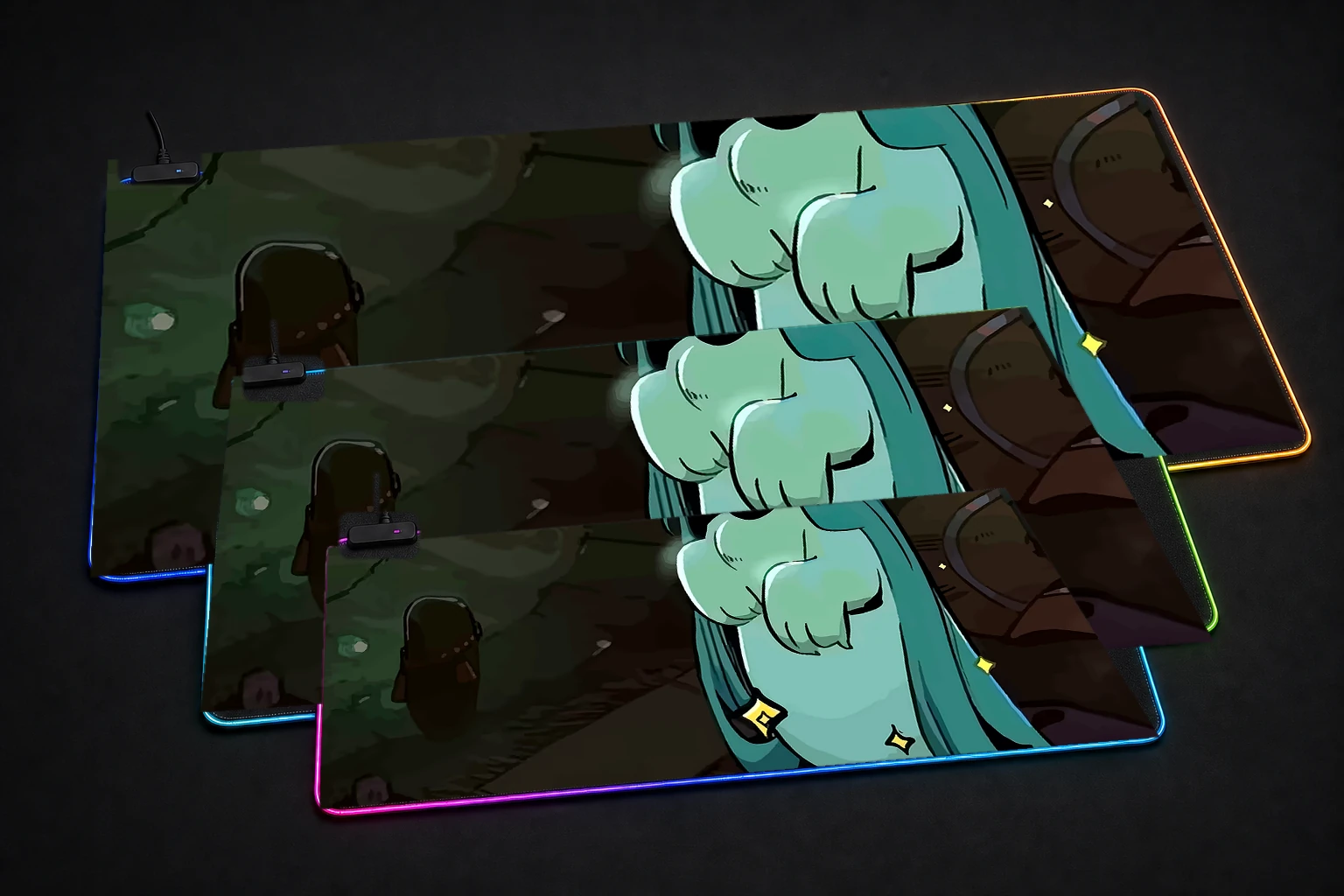 Dora Hades 2 Game RGB Desk Mat three-size comparison