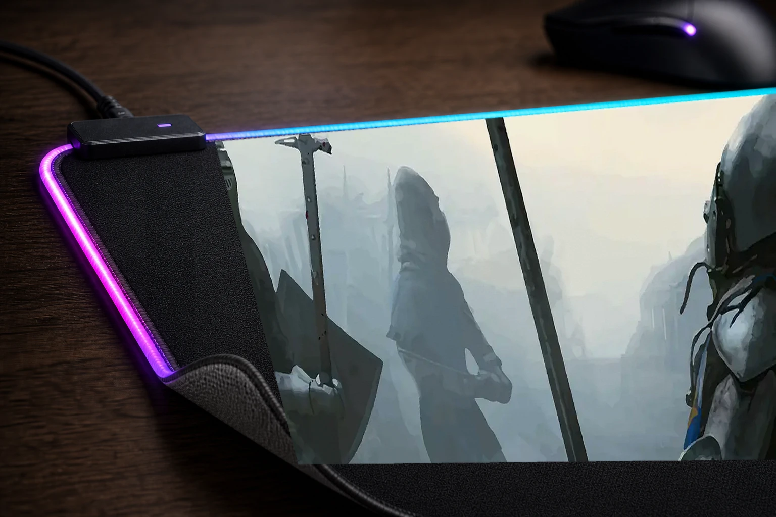 Manor Lords Game RGB Desk Mat controller and material detail