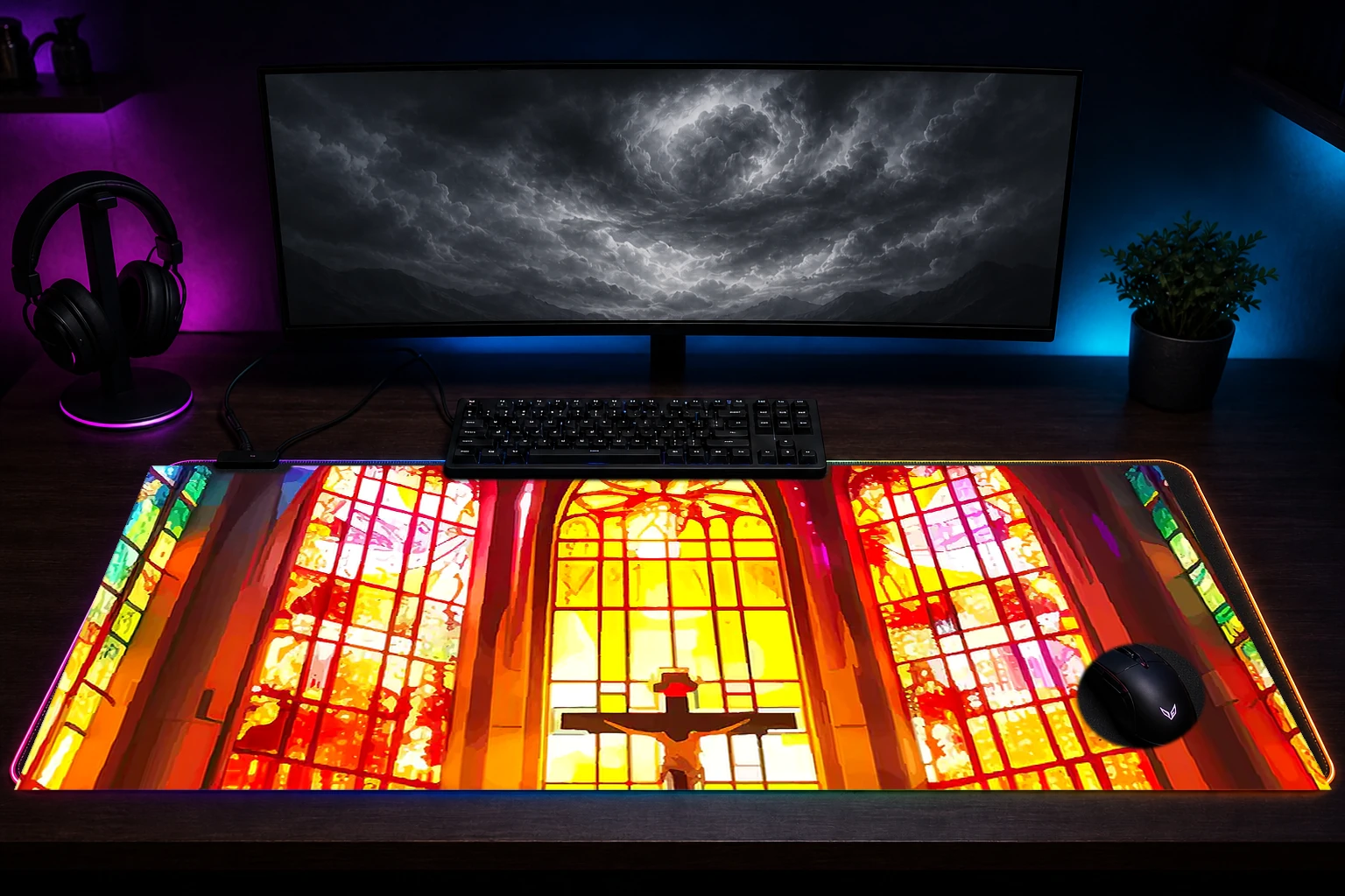 Religius religion RGB Desk Mat immersive setup scene
