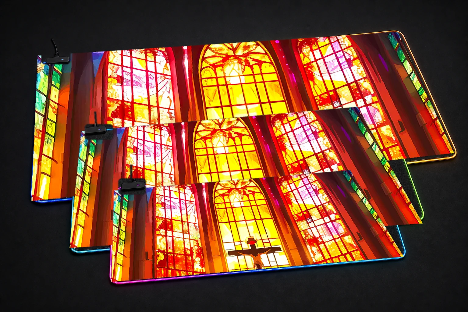 Religius religion RGB Desk Mat three-size comparison