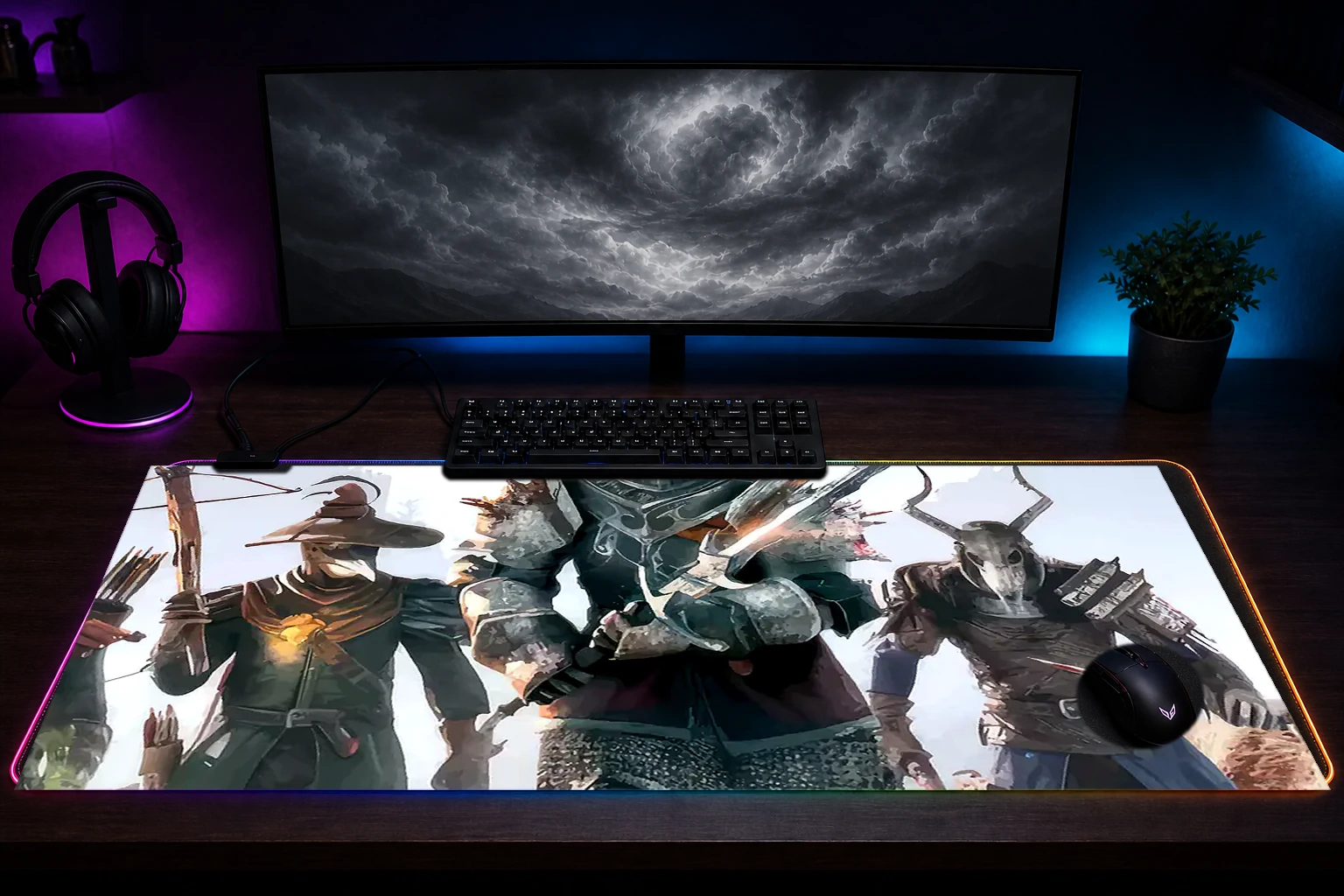 The Black Prince Game RGB Desk Mat immersive setup scene