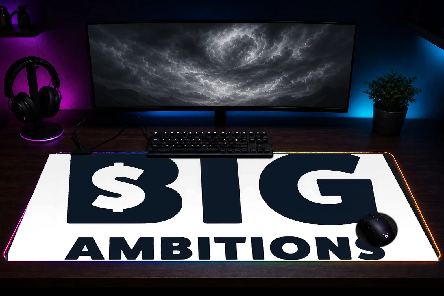 Big Ambitions Game RGB Desk Mat immersive setup scene