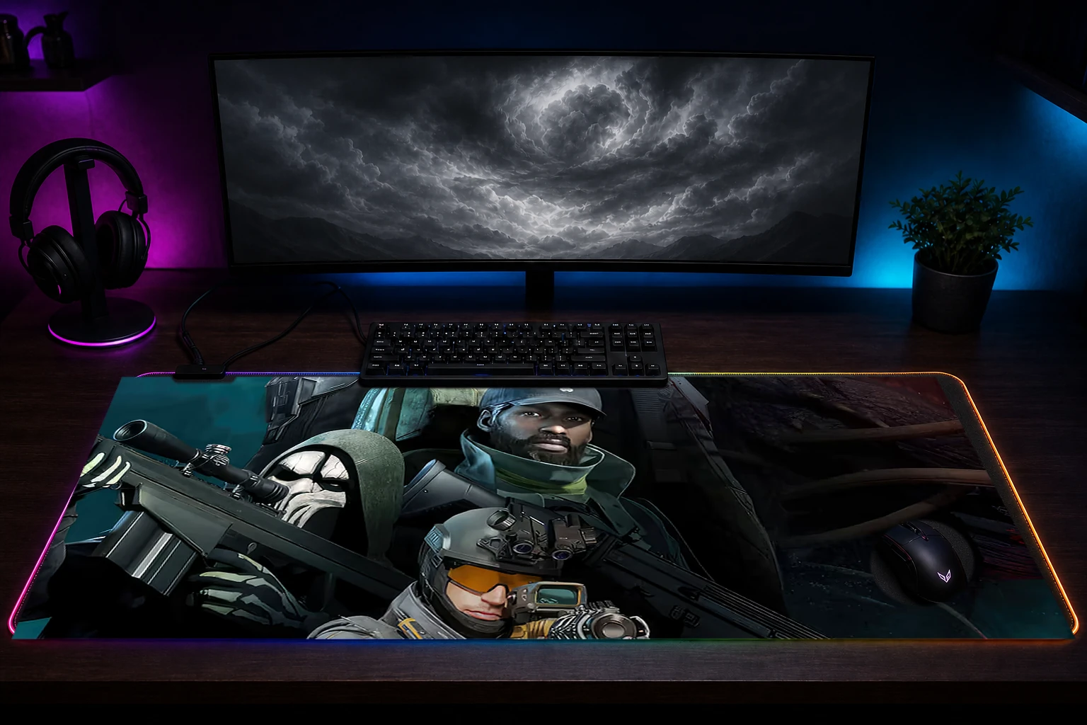Once Human Game RGB Desk Mat immersive setup scene