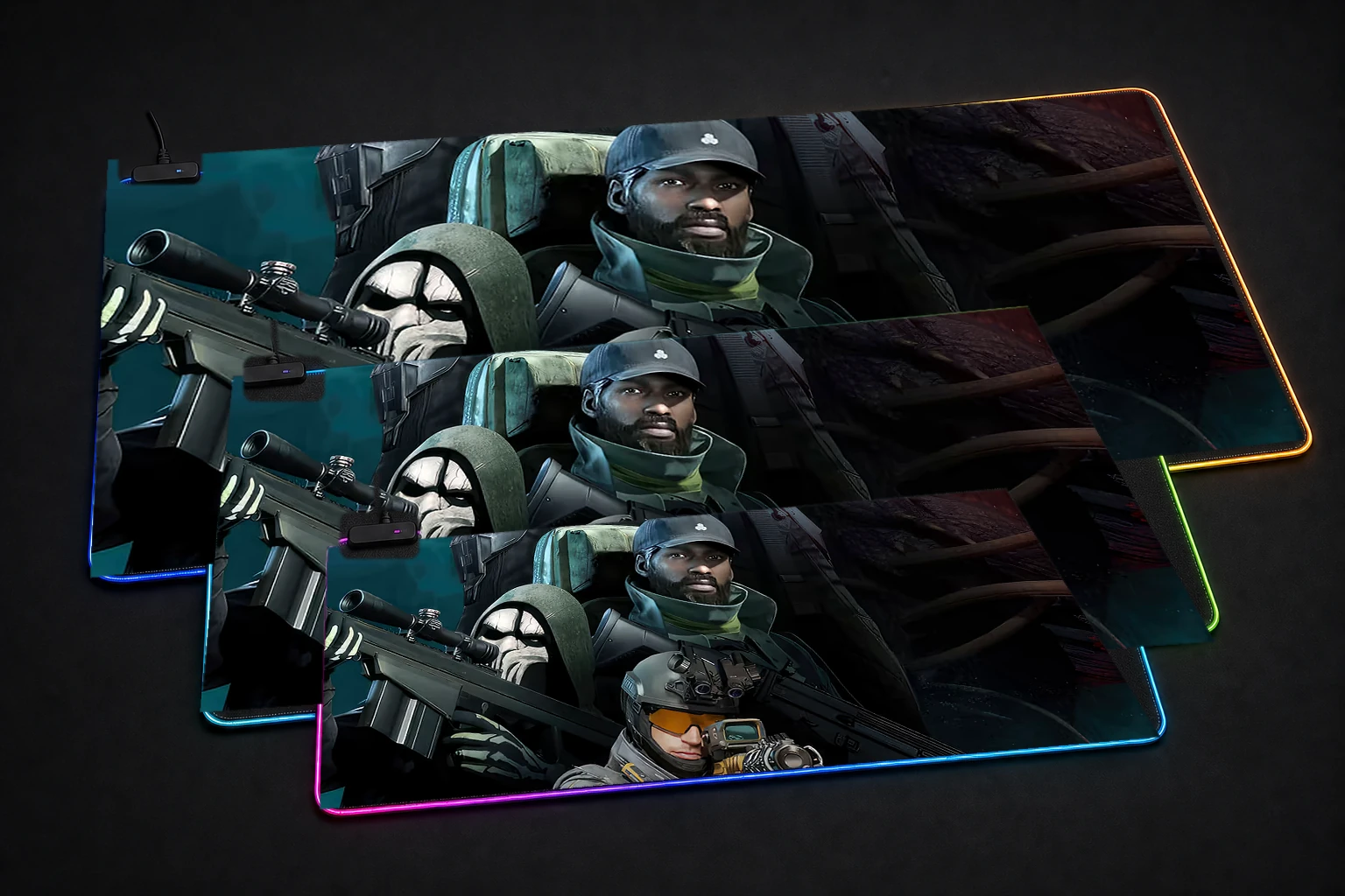 Once Human Game RGB Desk Mat three-size comparison