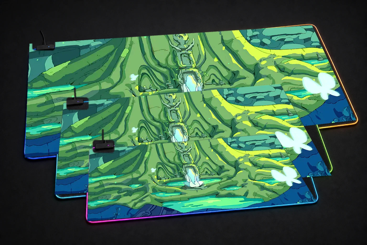 Let's Revolution Game RGB Desk Mat three-size comparison