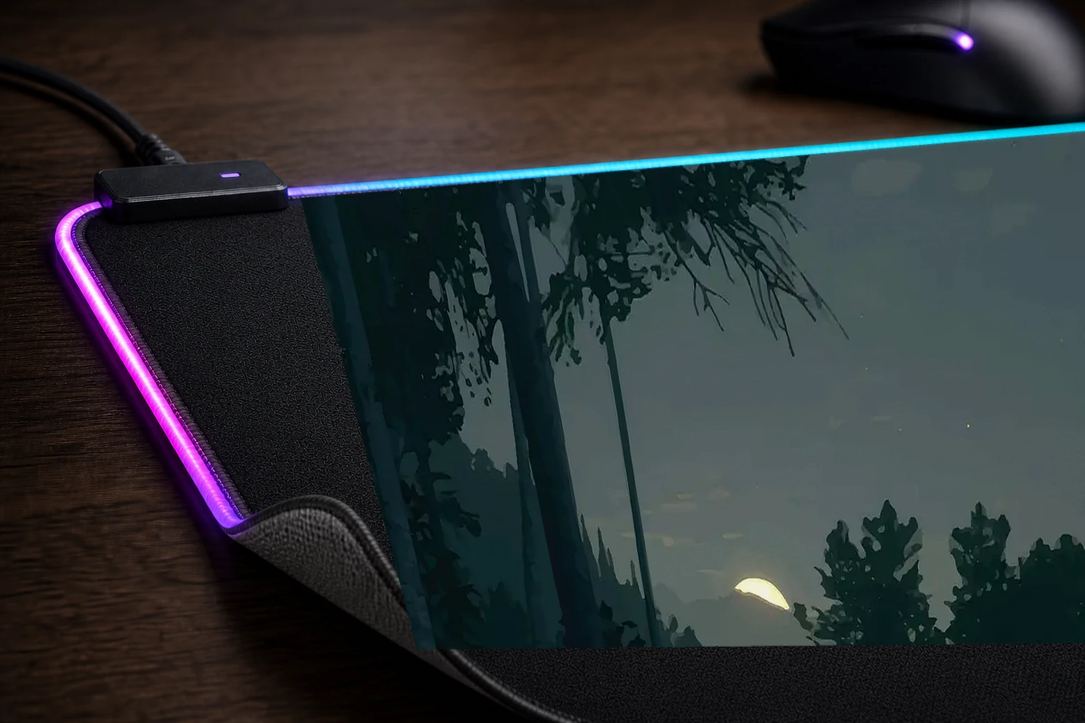 the hunter game RGB Desk Mat controller and material detail