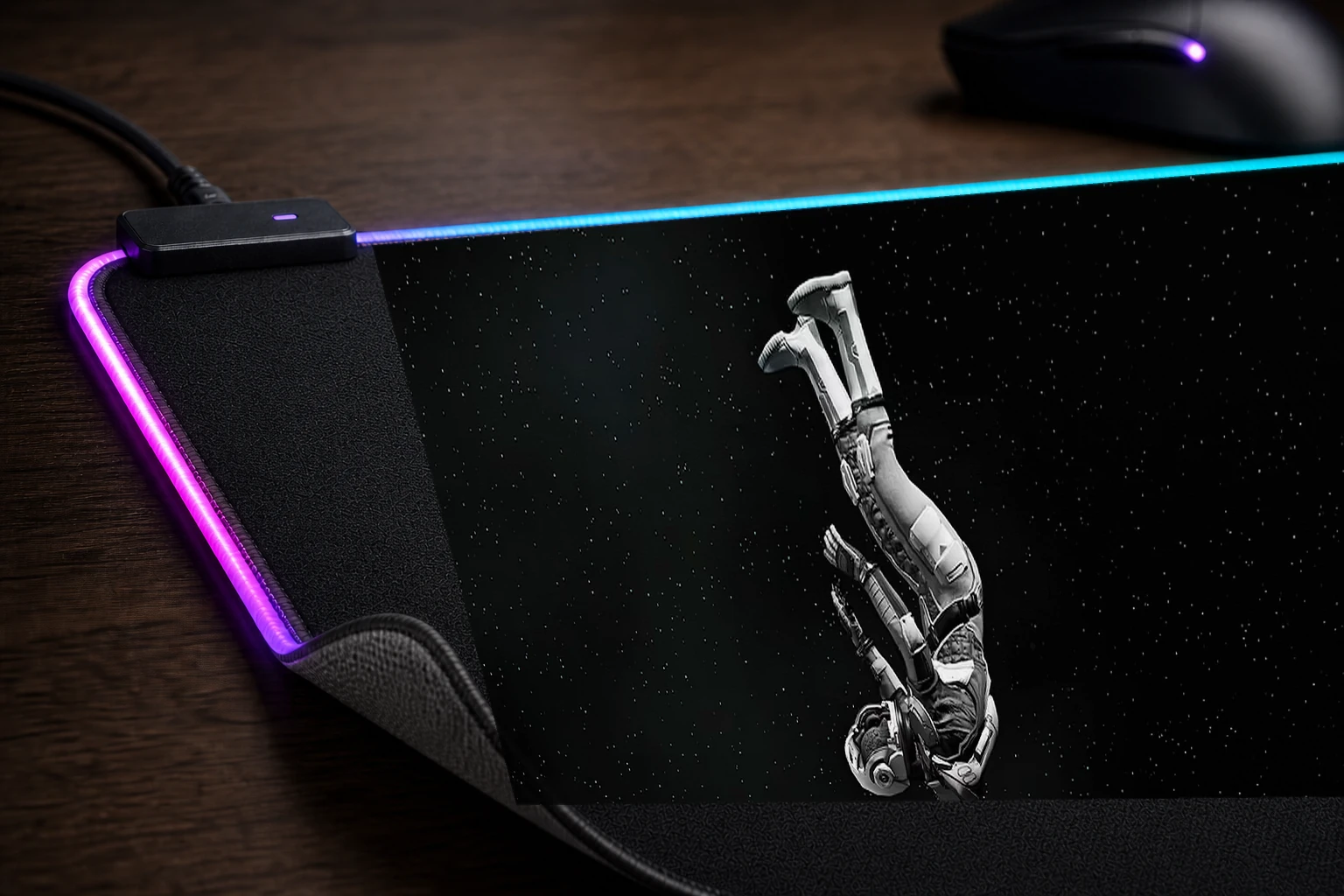 Moons of Madness Game RGB Desk Mat controller and material detail