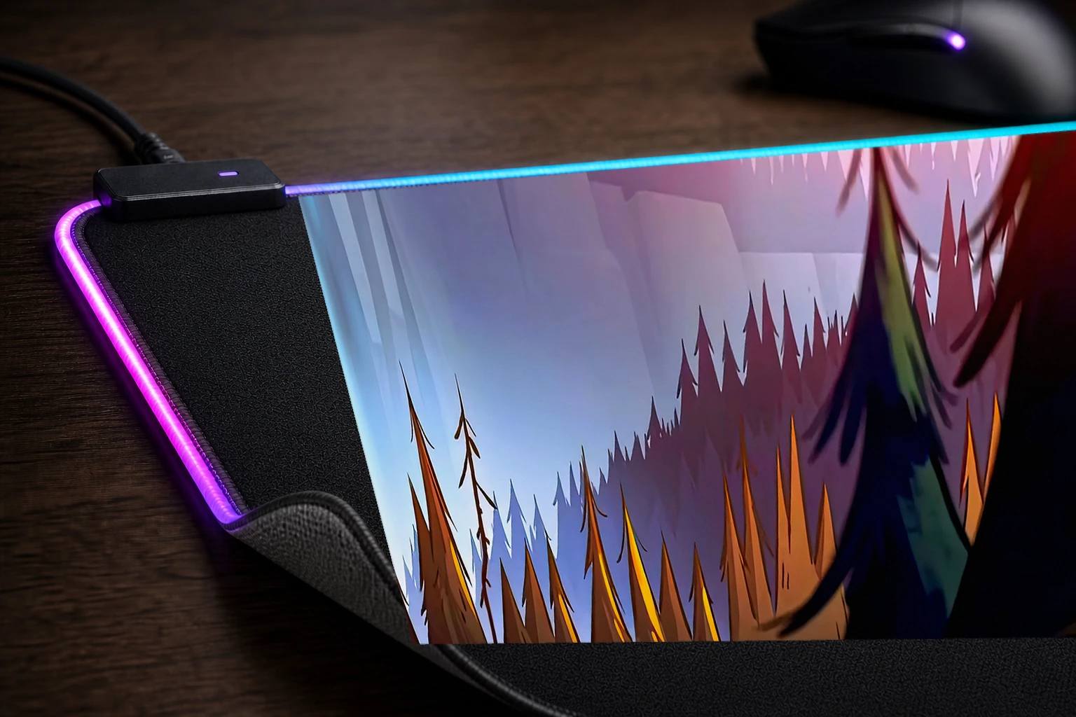Waterfall Gravity Falls RGB Desk Mat controller and material detail