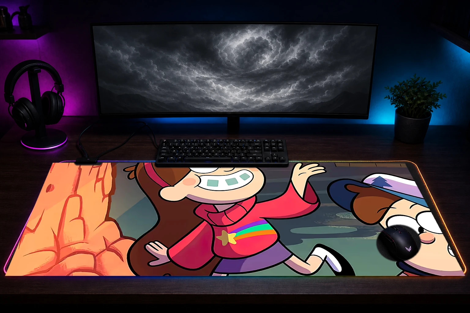 Bissmillah RGB Desk Mat immersive setup scene