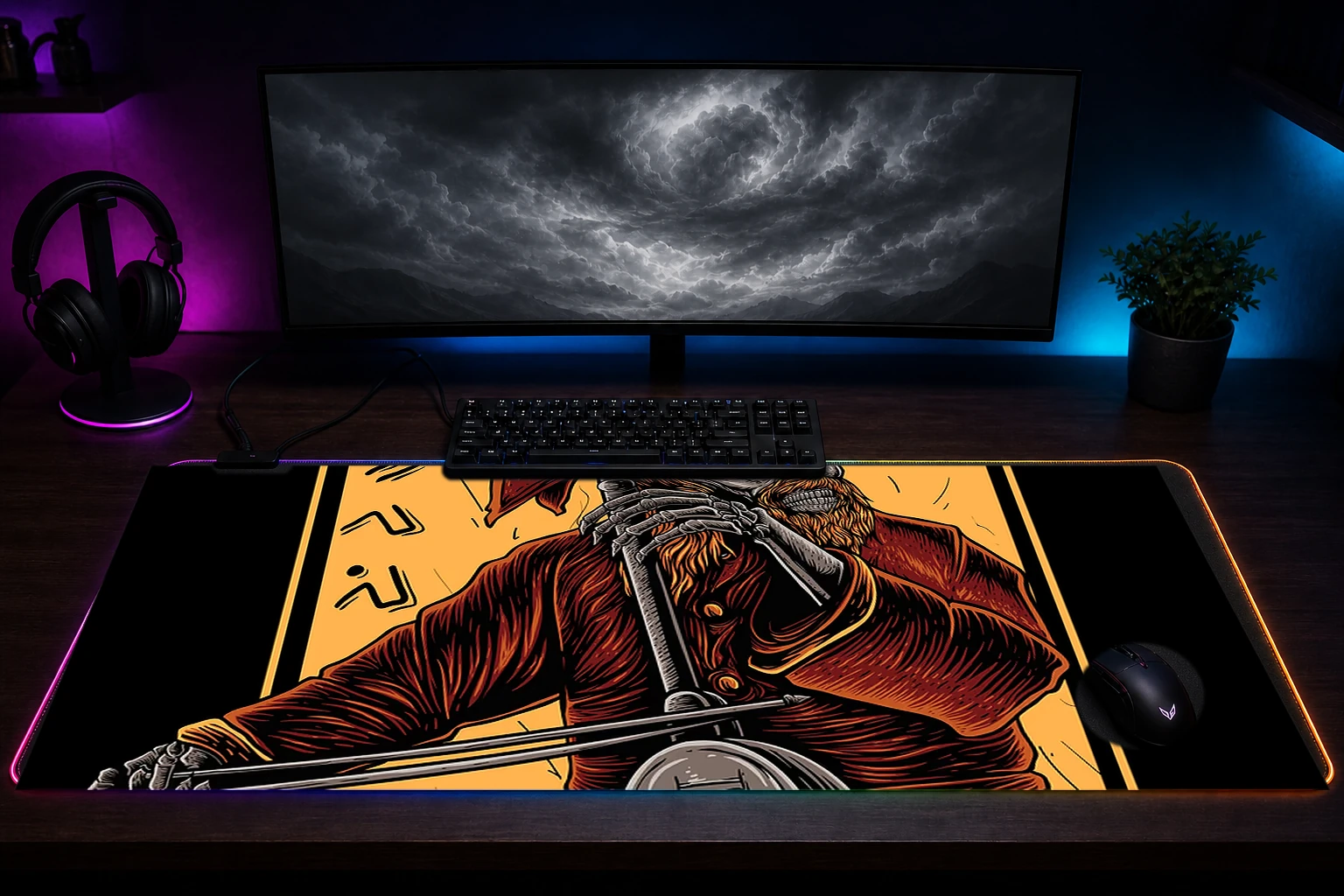 Pakacapi Music Instrument RGB Desk Mat immersive setup scene