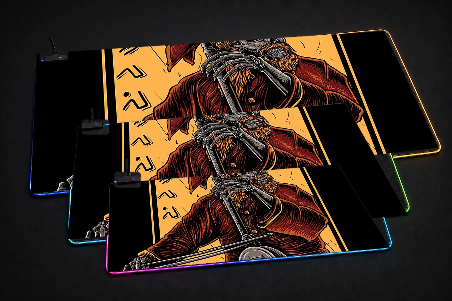 Pakacapi Music Instrument RGB Desk Mat three-size comparison