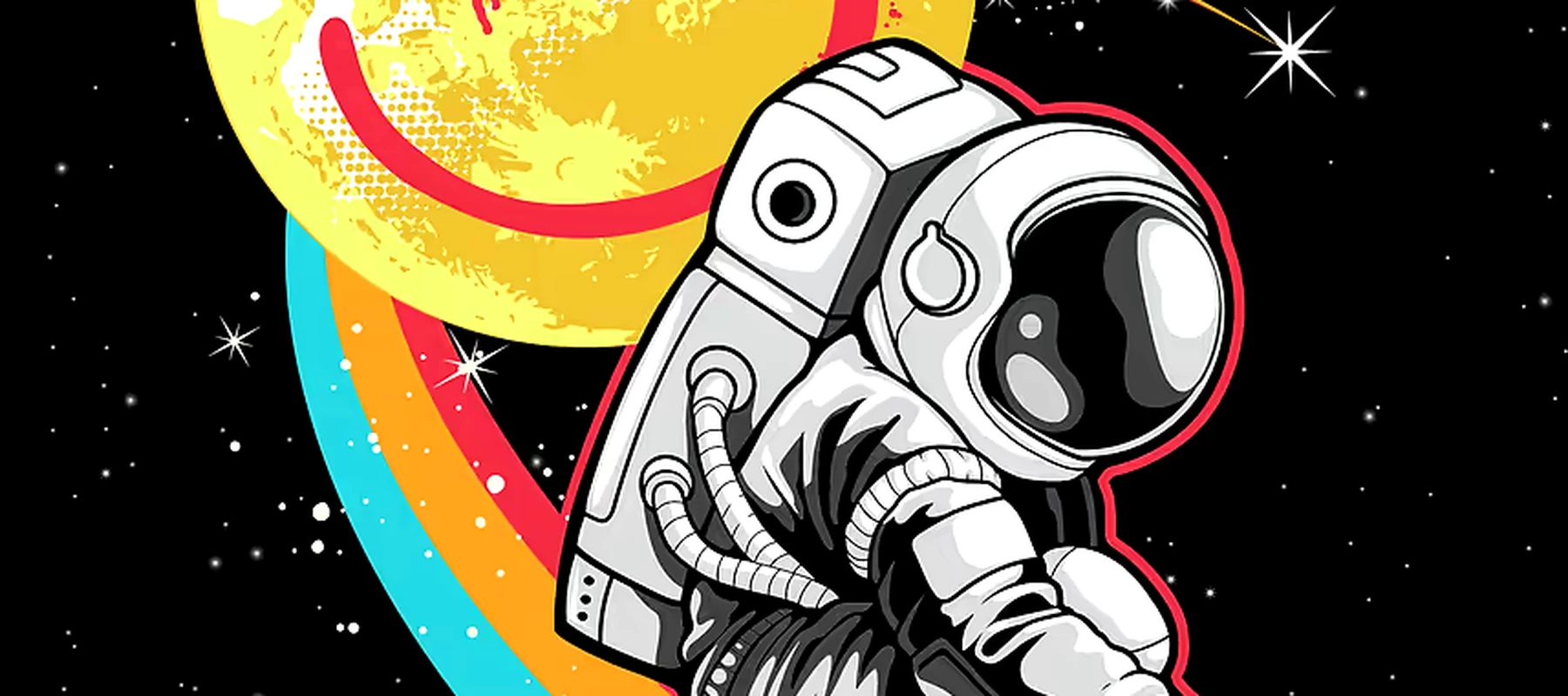 Astronaut With Smile Emoti RGB Desk Mat full-width design preview