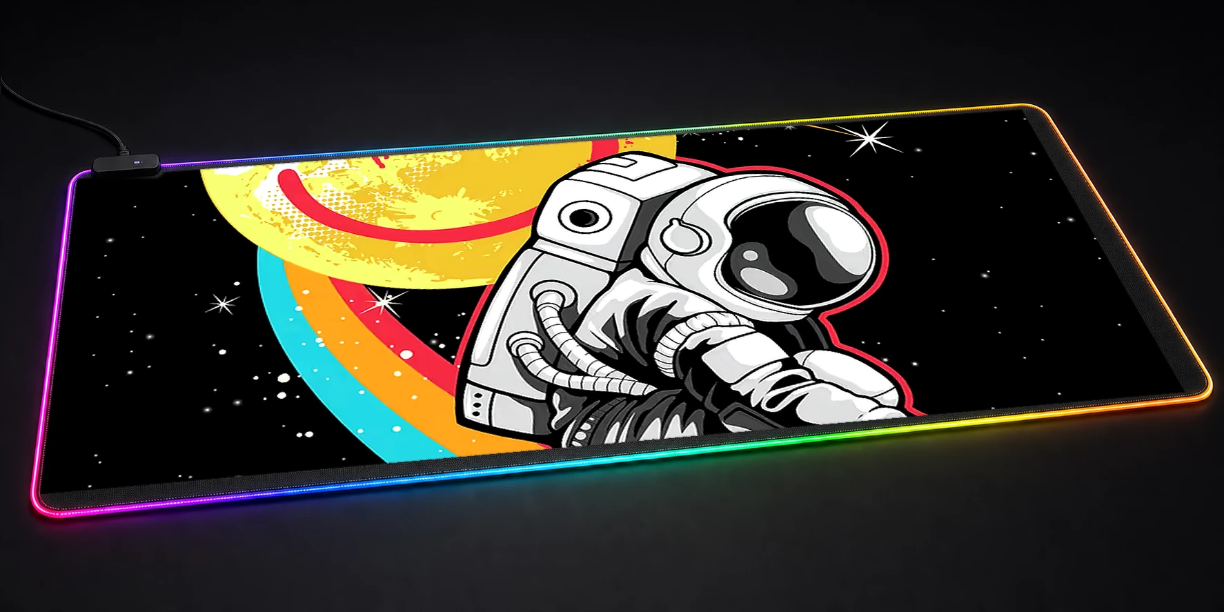 Astronaut With Smile Emoti RGB Desk Mat RGB desk mat