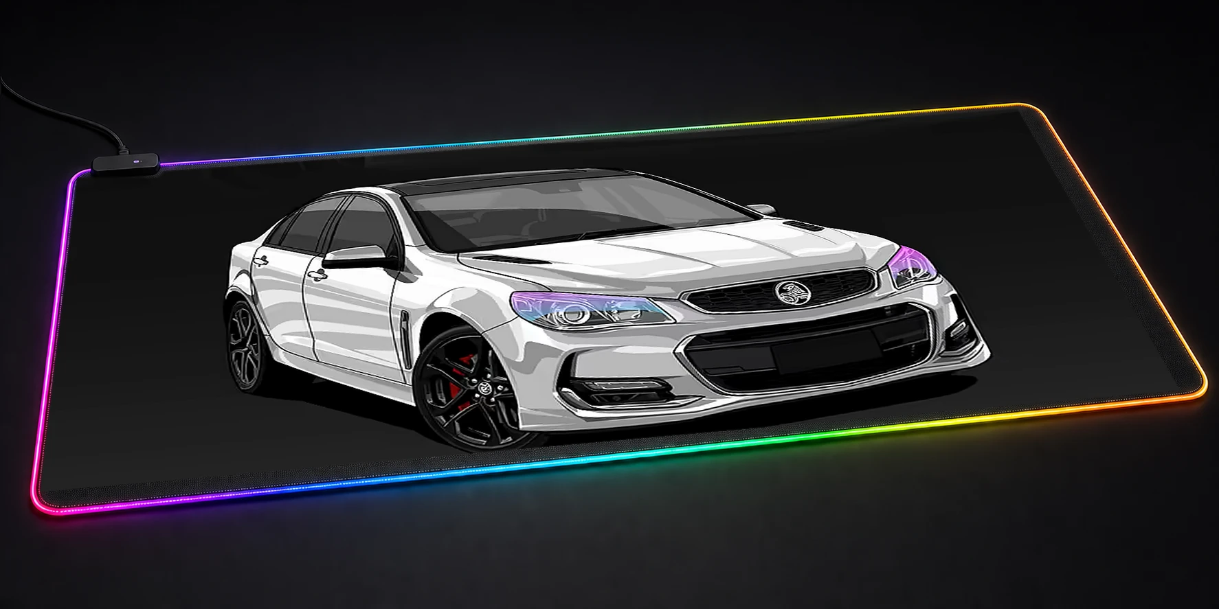 white Holden VFII Commodore Illustration RGB Desk Mat RGB desk mat
