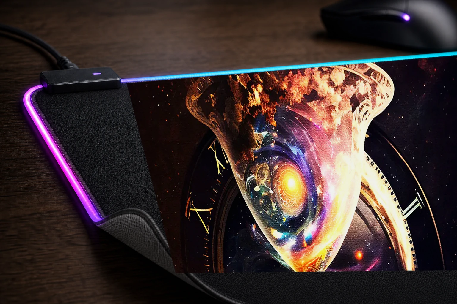 Universe of Time RGB Desk Mat controller and material detail