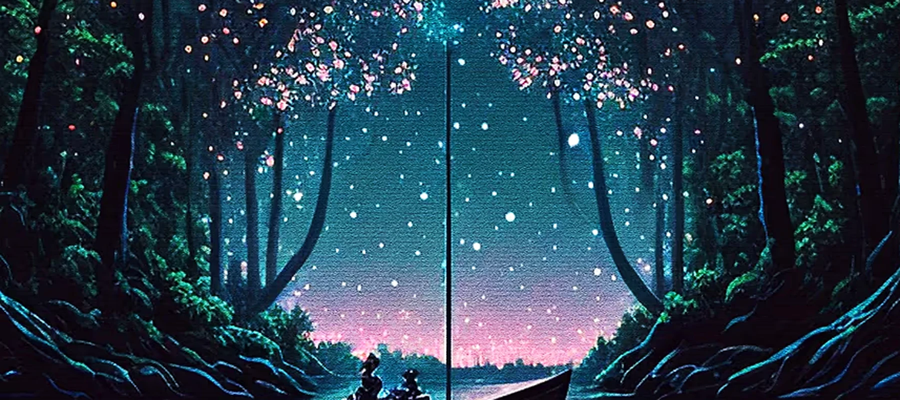 Natures Dreams at Night RGB Desk Mat full-width design preview