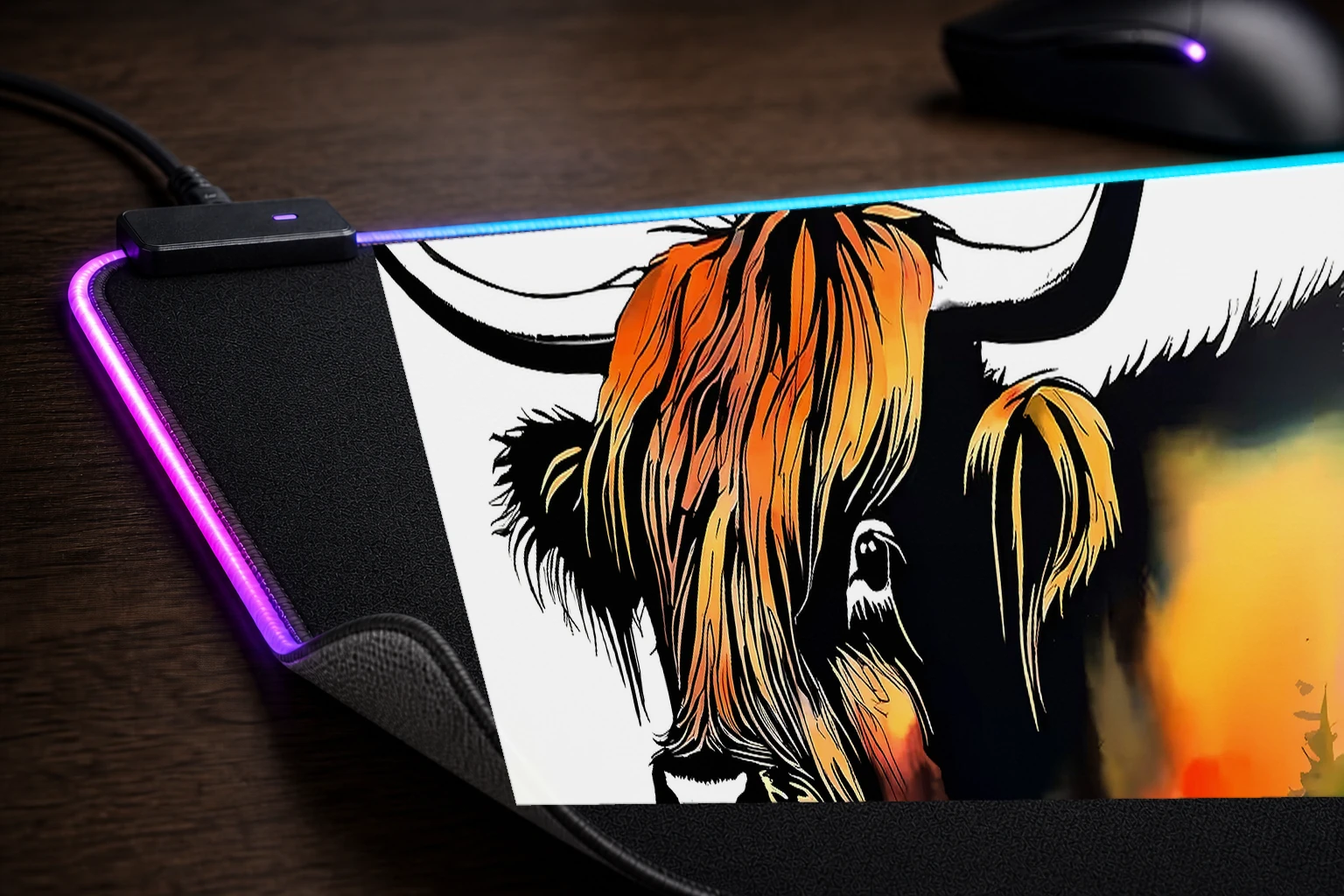 Buffalo RGB Desk Mat controller and material detail