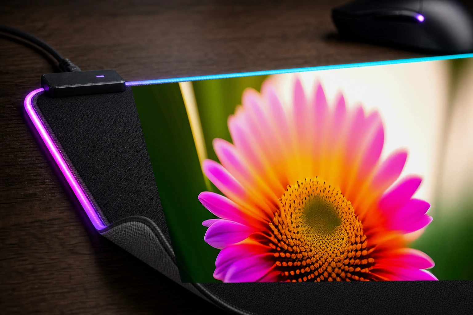 flower art RGB Desk Mat controller and material detail