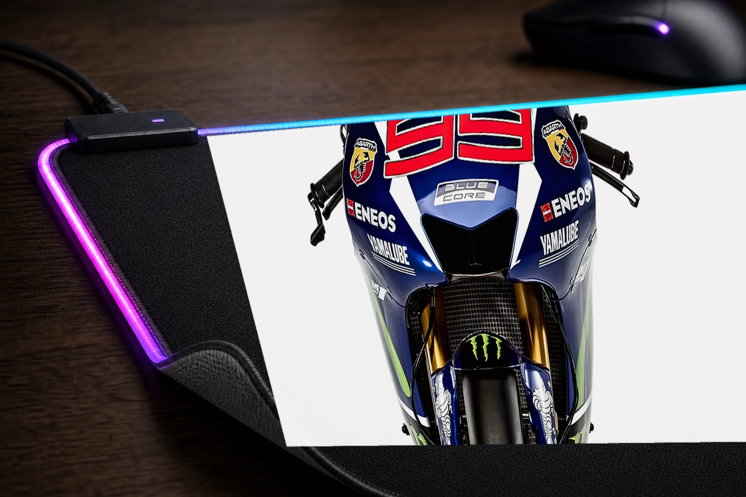 Yamaha yzr M1 RGB Desk Mat controller and material detail