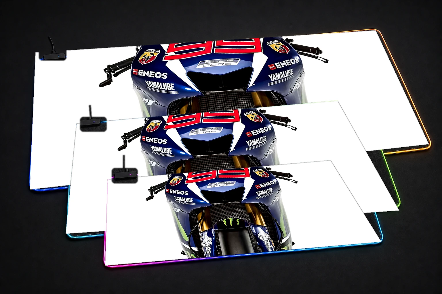 Yamaha yzr M1 RGB Desk Mat three-size comparison