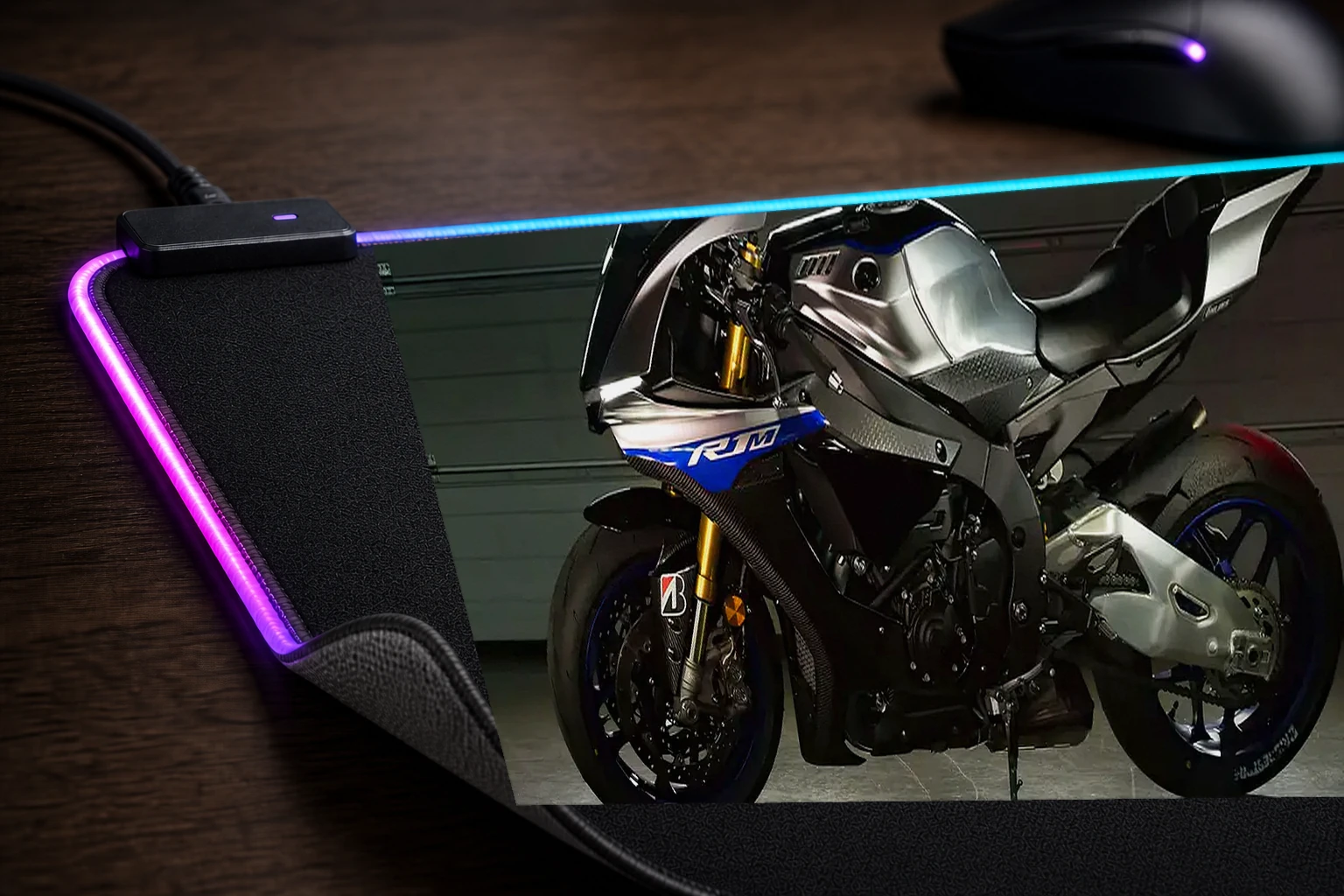 Yamaha R1 RGB Desk Mat controller and material detail