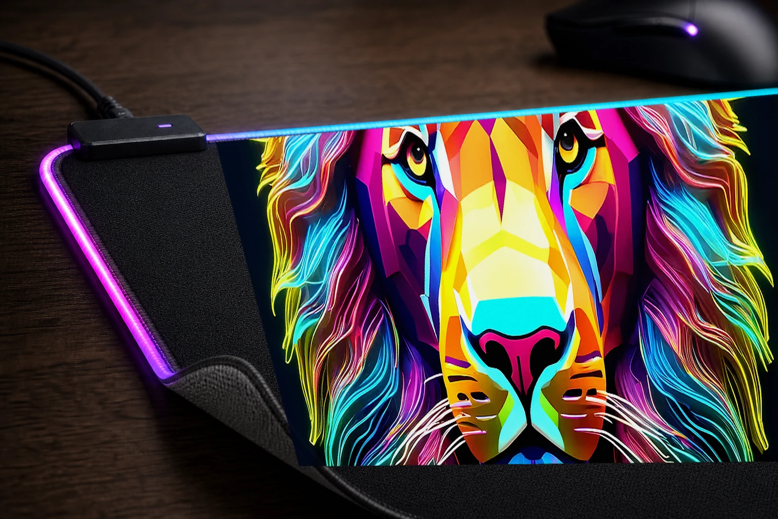 lion RGB Desk Mat controller and material detail