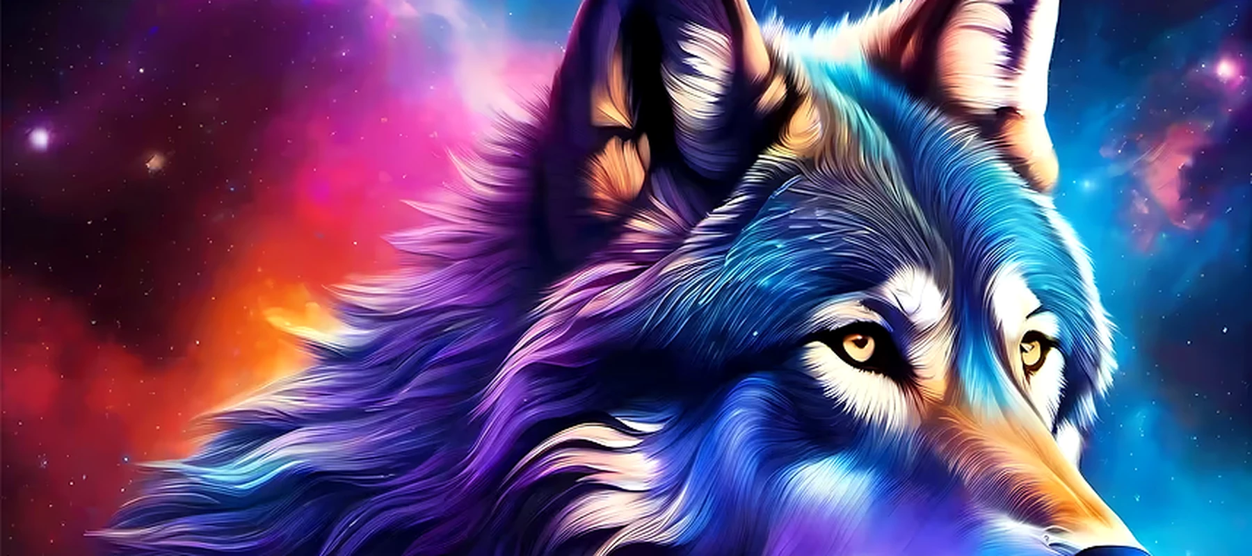 Space Wolf RGB Desk Mat full-width design preview