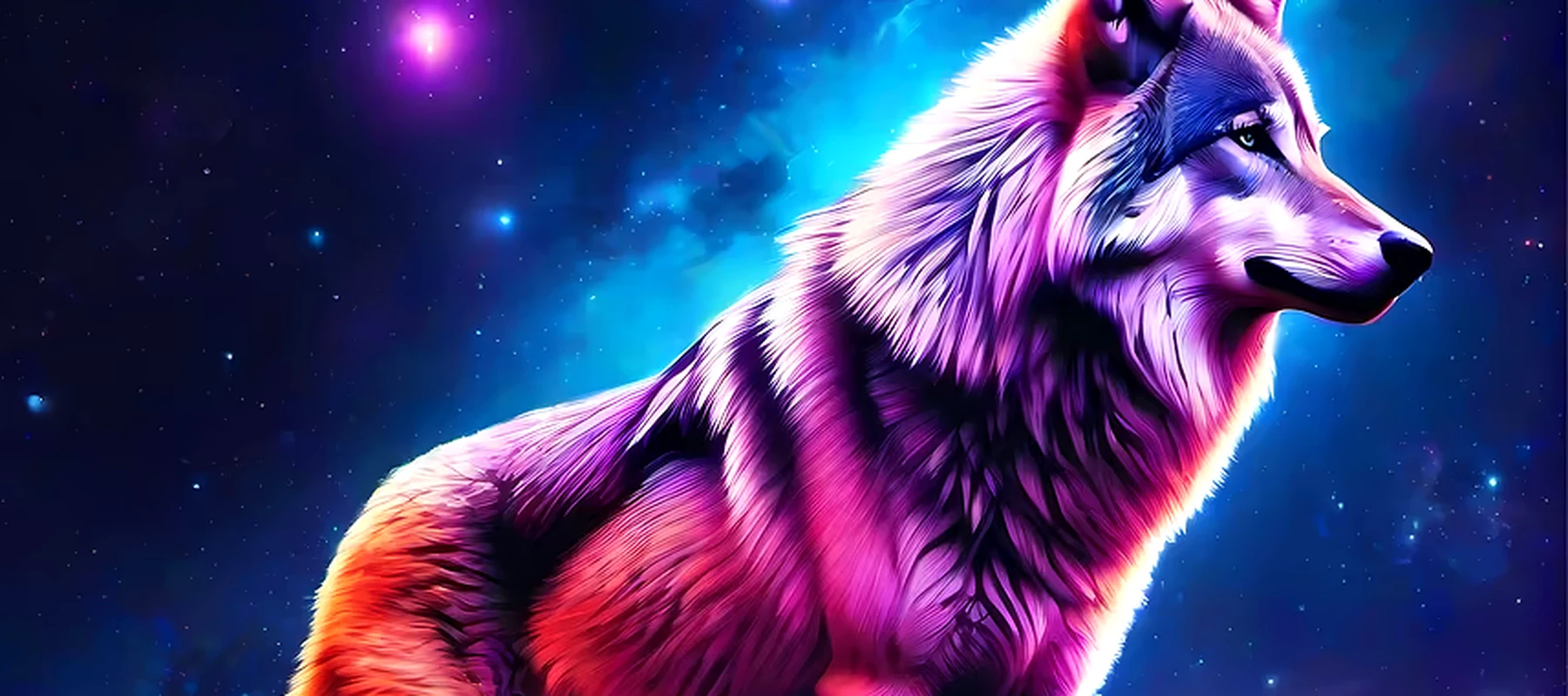 Space Wolf RGB Desk Mat full-width design preview