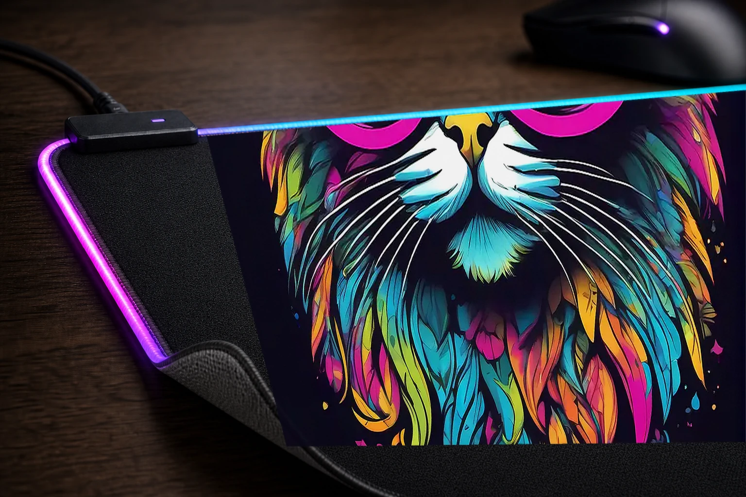 Cat RGB Desk Mat controller and material detail