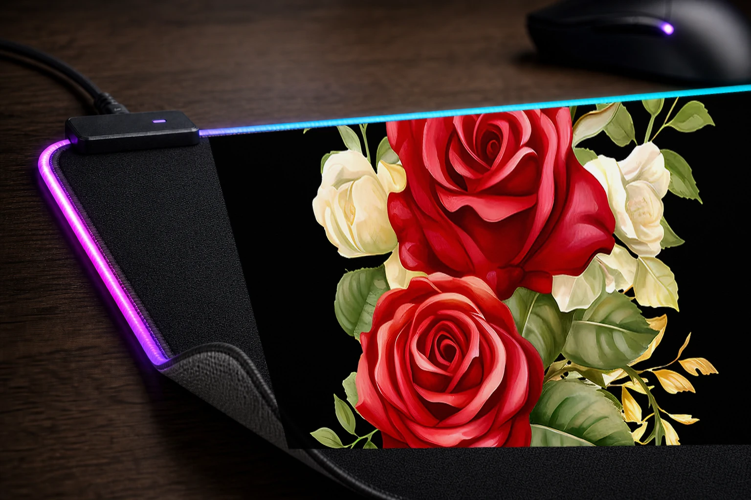 flower art RGB Desk Mat controller and material detail