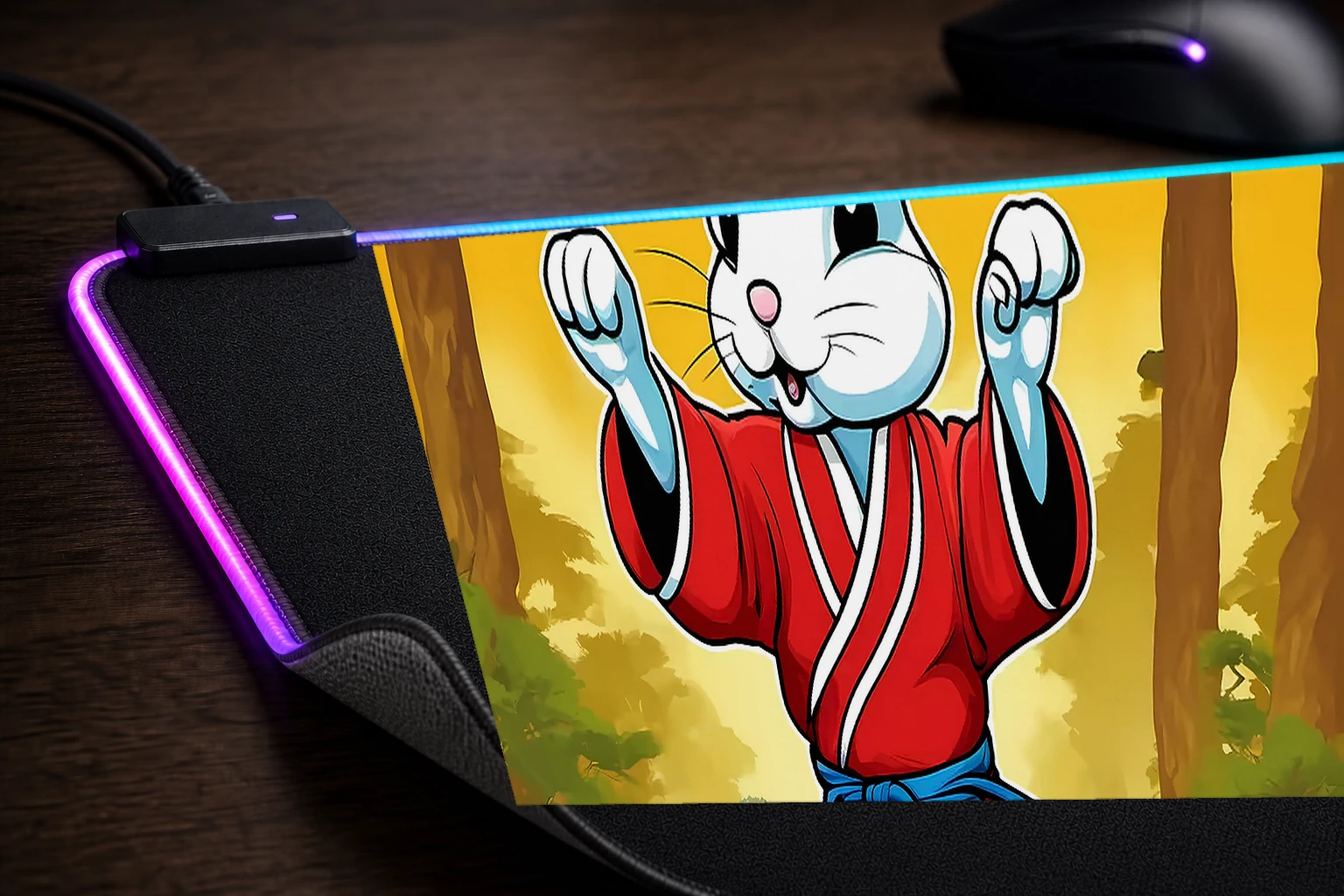 Rabbit RGB Desk Mat controller and material detail