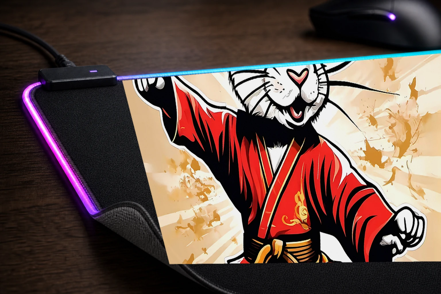 Rabbit RGB Desk Mat controller and material detail