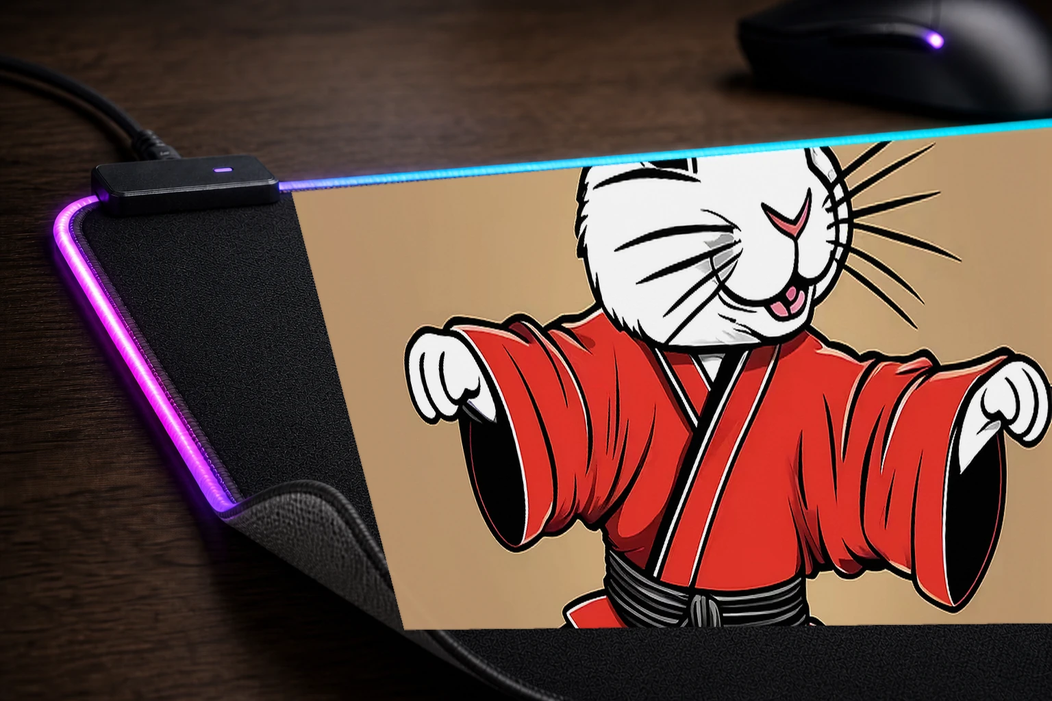 Rabbit RGB Desk Mat controller and material detail