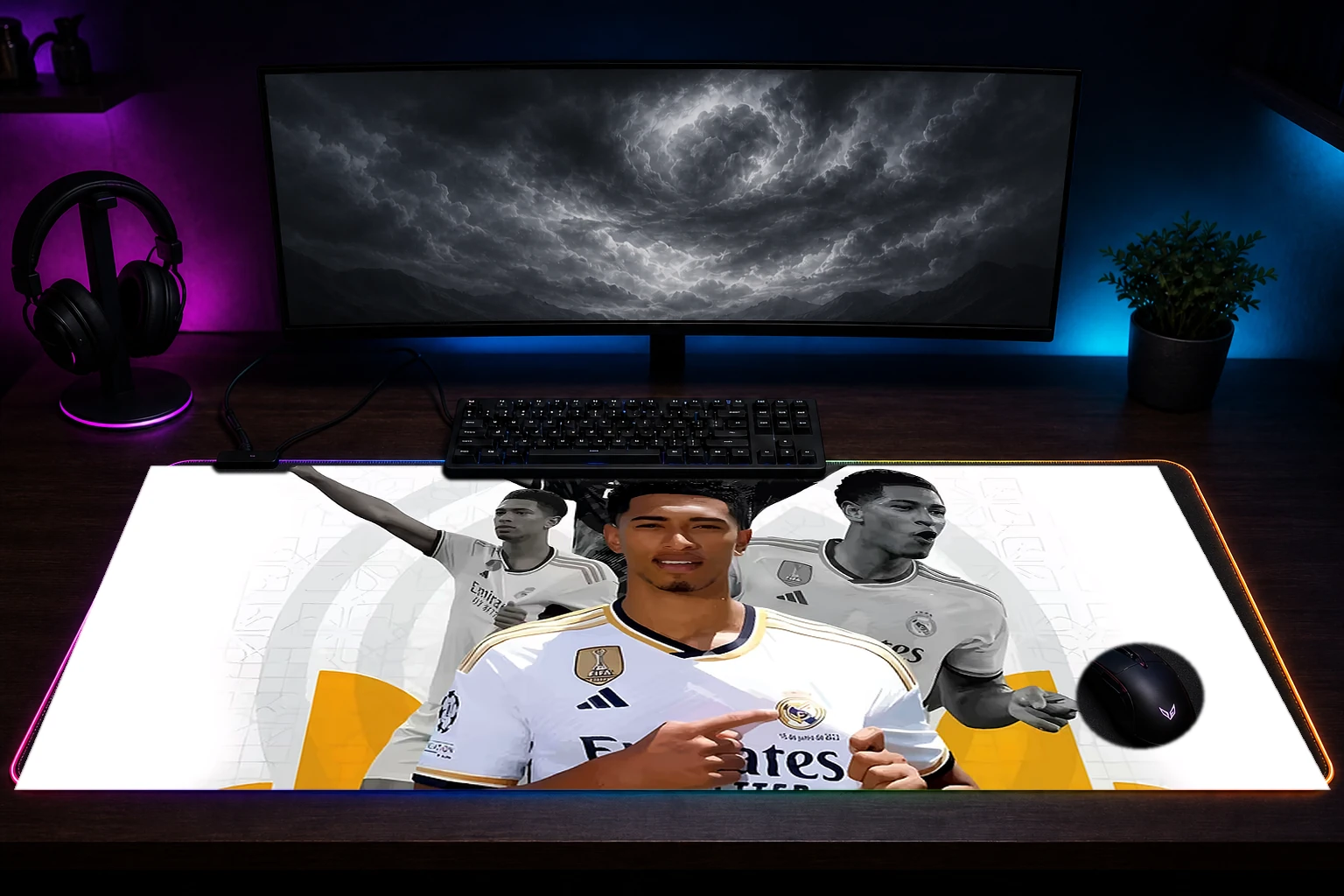 Jude Bellingham the king RGB Desk Mat immersive setup scene