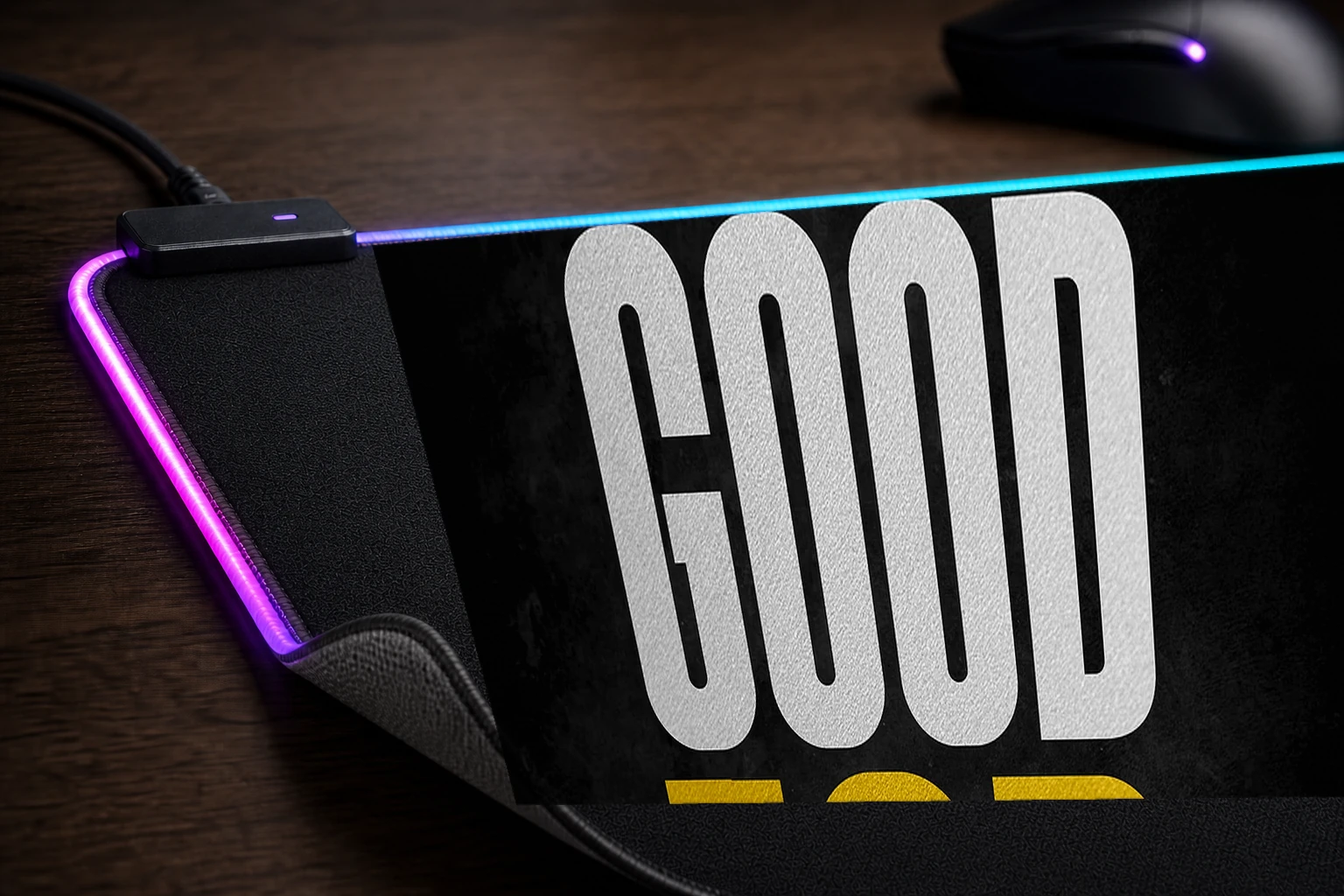 good job RGB Desk Mat controller and material detail