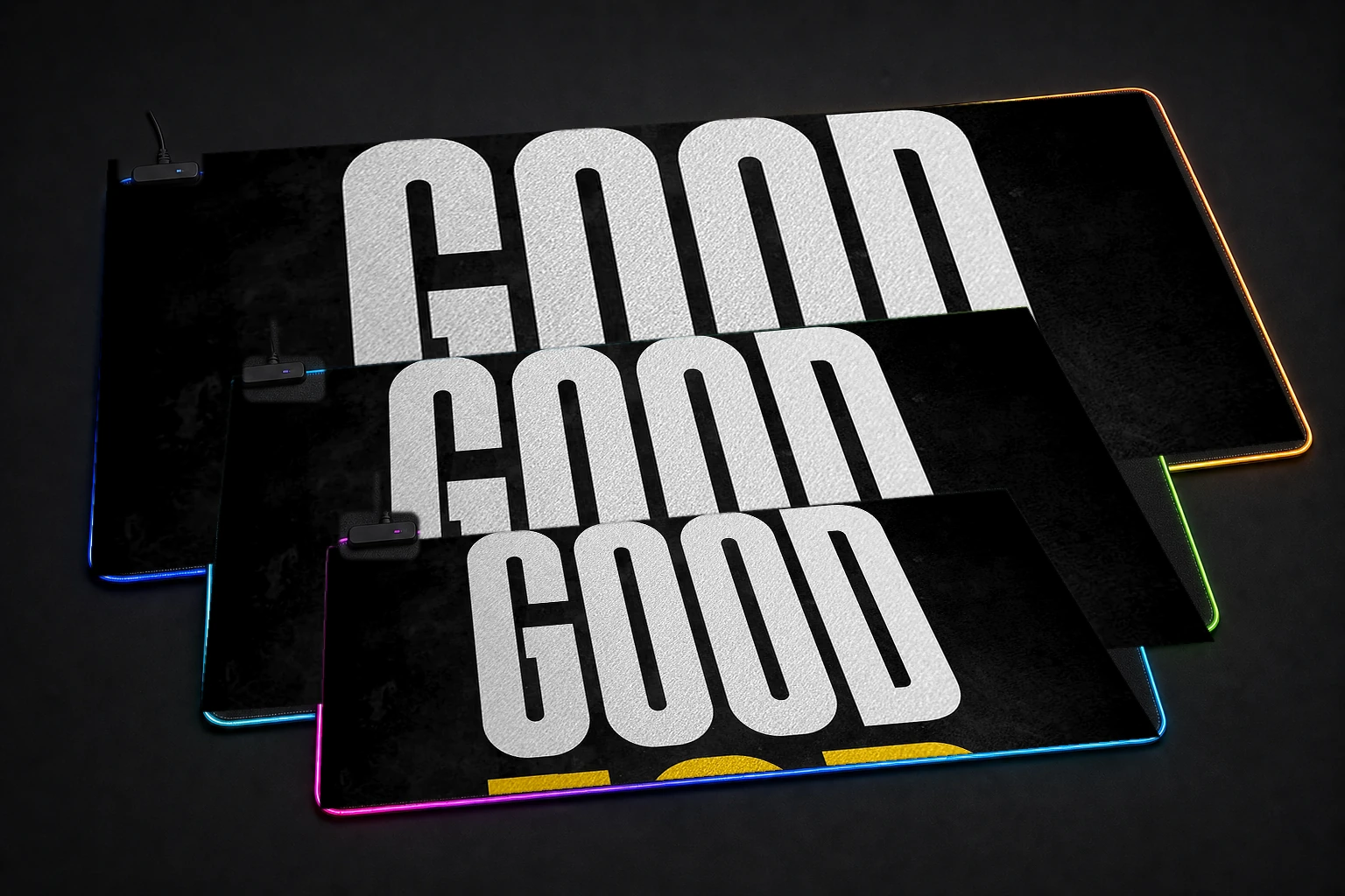 good job RGB Desk Mat three-size comparison