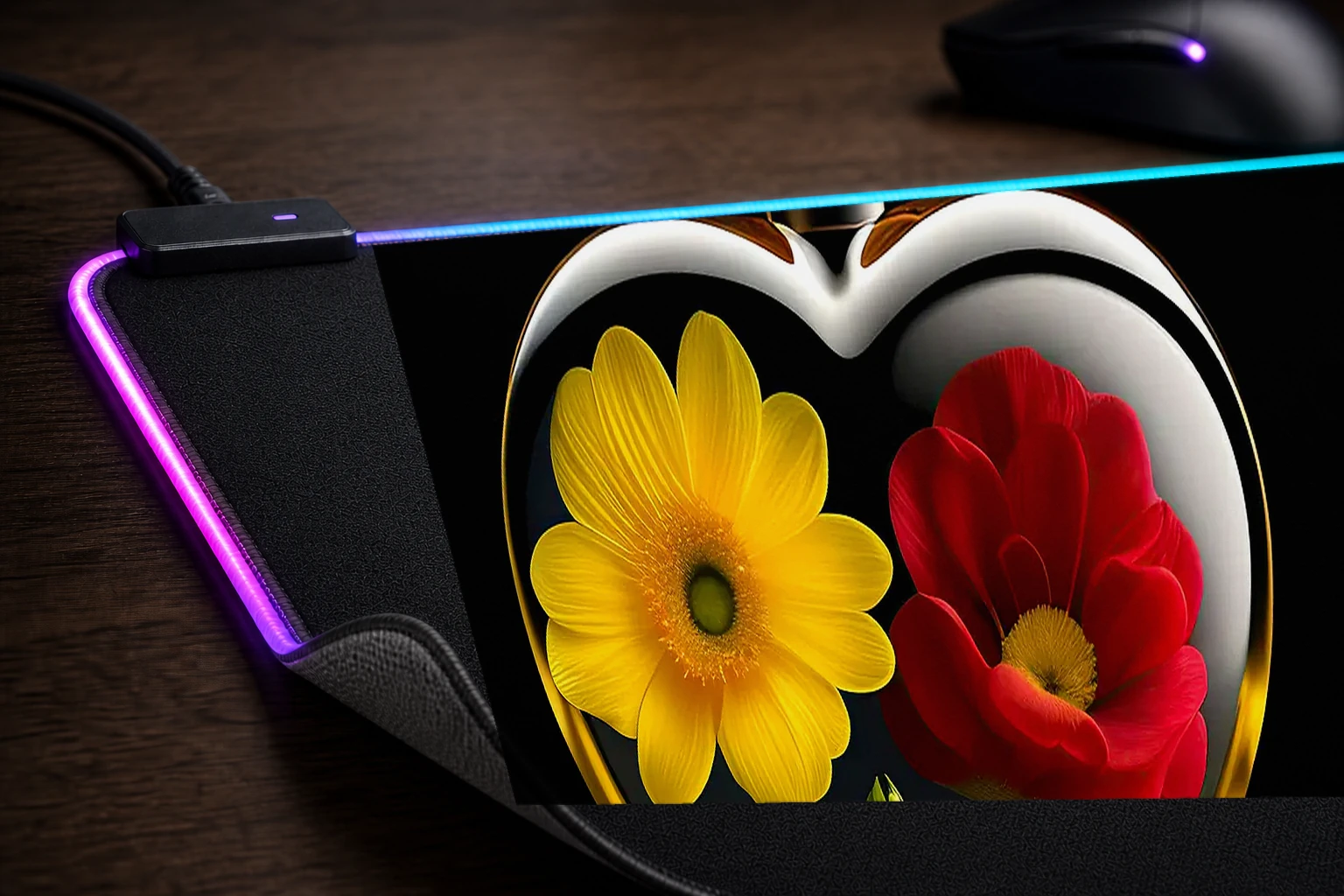 flower art RGB Desk Mat controller and material detail