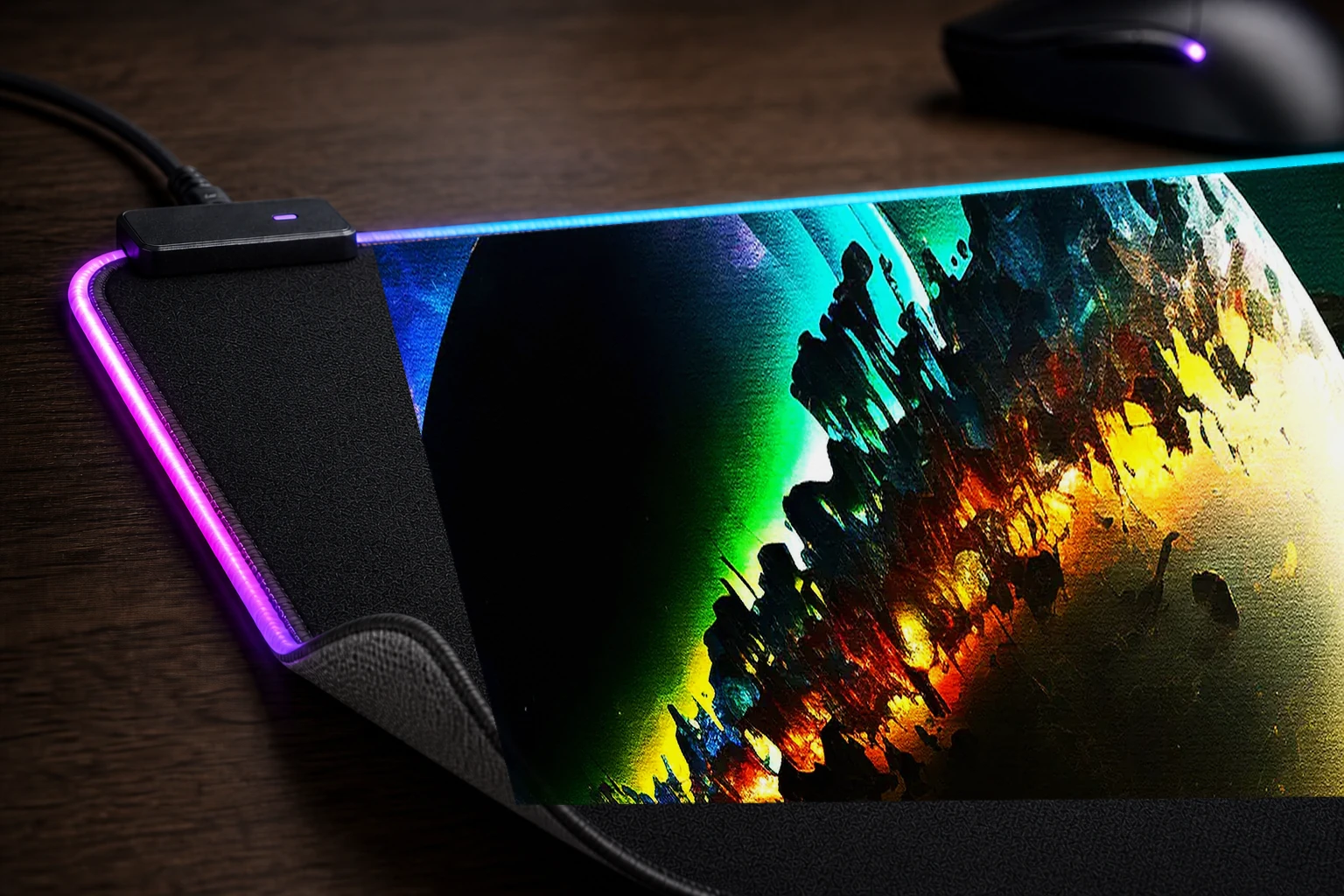 Star system atmosphere RGB Desk Mat controller and material detail