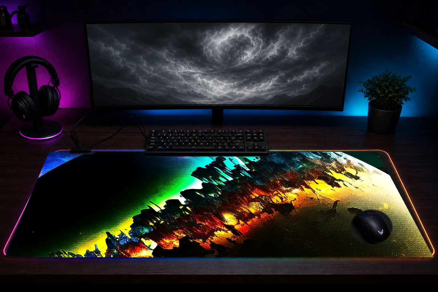 Star system atmosphere RGB Desk Mat immersive setup scene