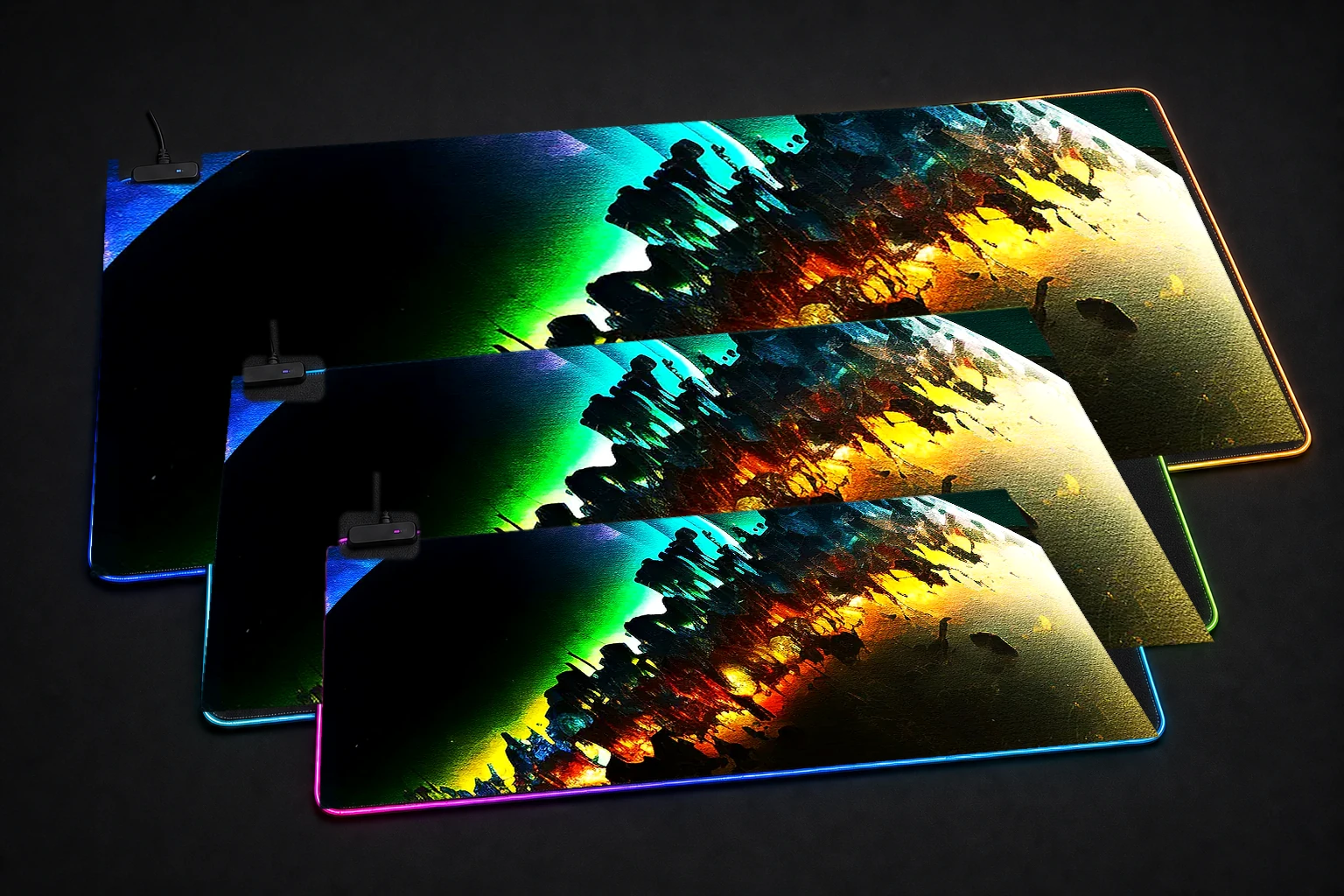 Star system atmosphere RGB Desk Mat three-size comparison