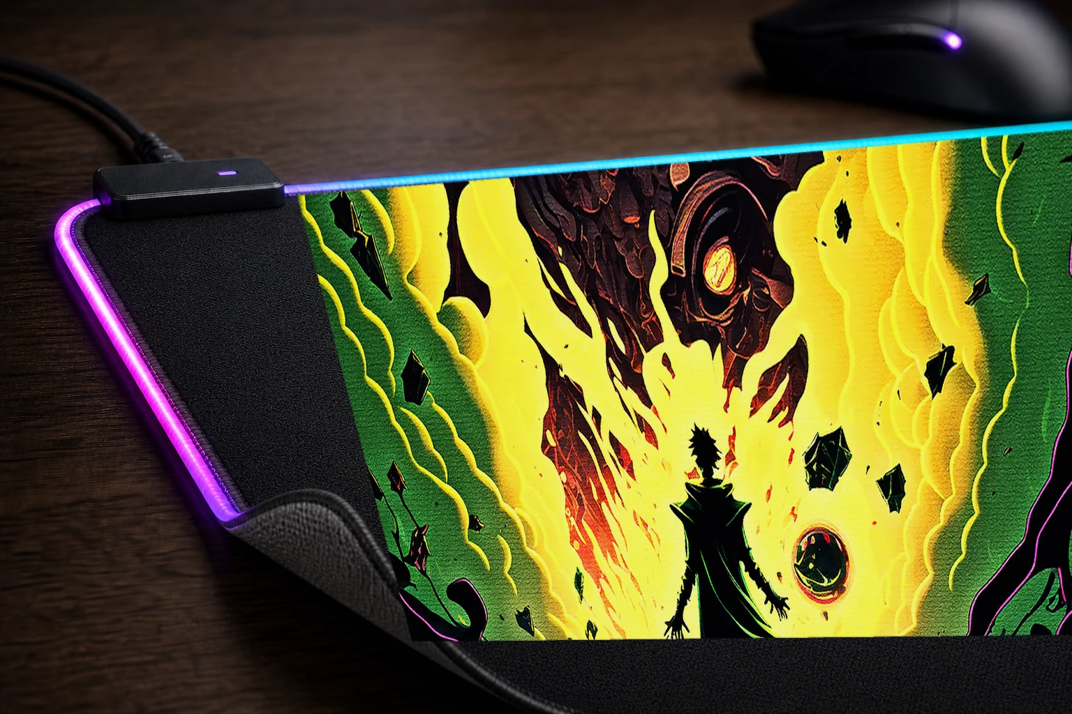 Magical Power RGB Desk Mat controller and material detail