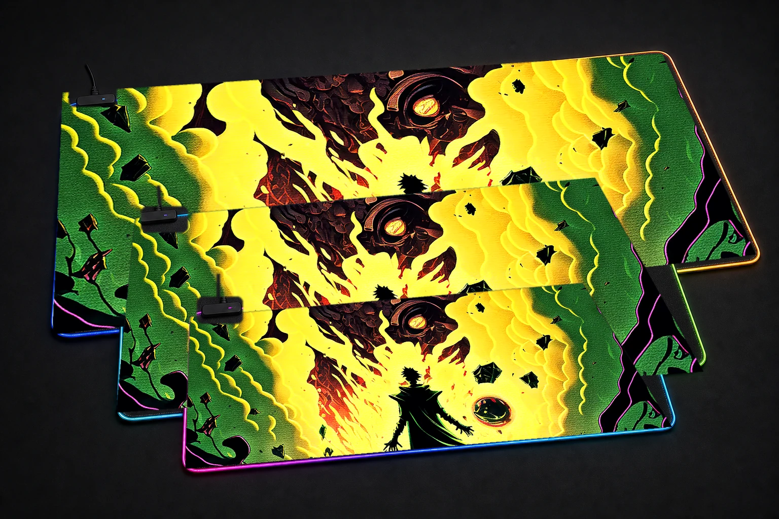 Magical Power RGB Desk Mat three-size comparison