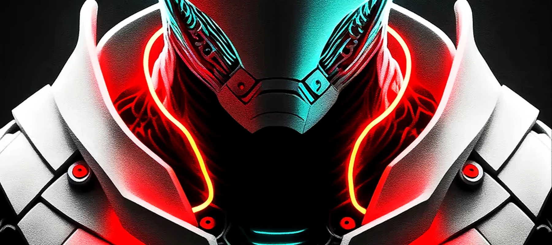 Portrait Of White Robot RGB Desk Mat full-width design preview