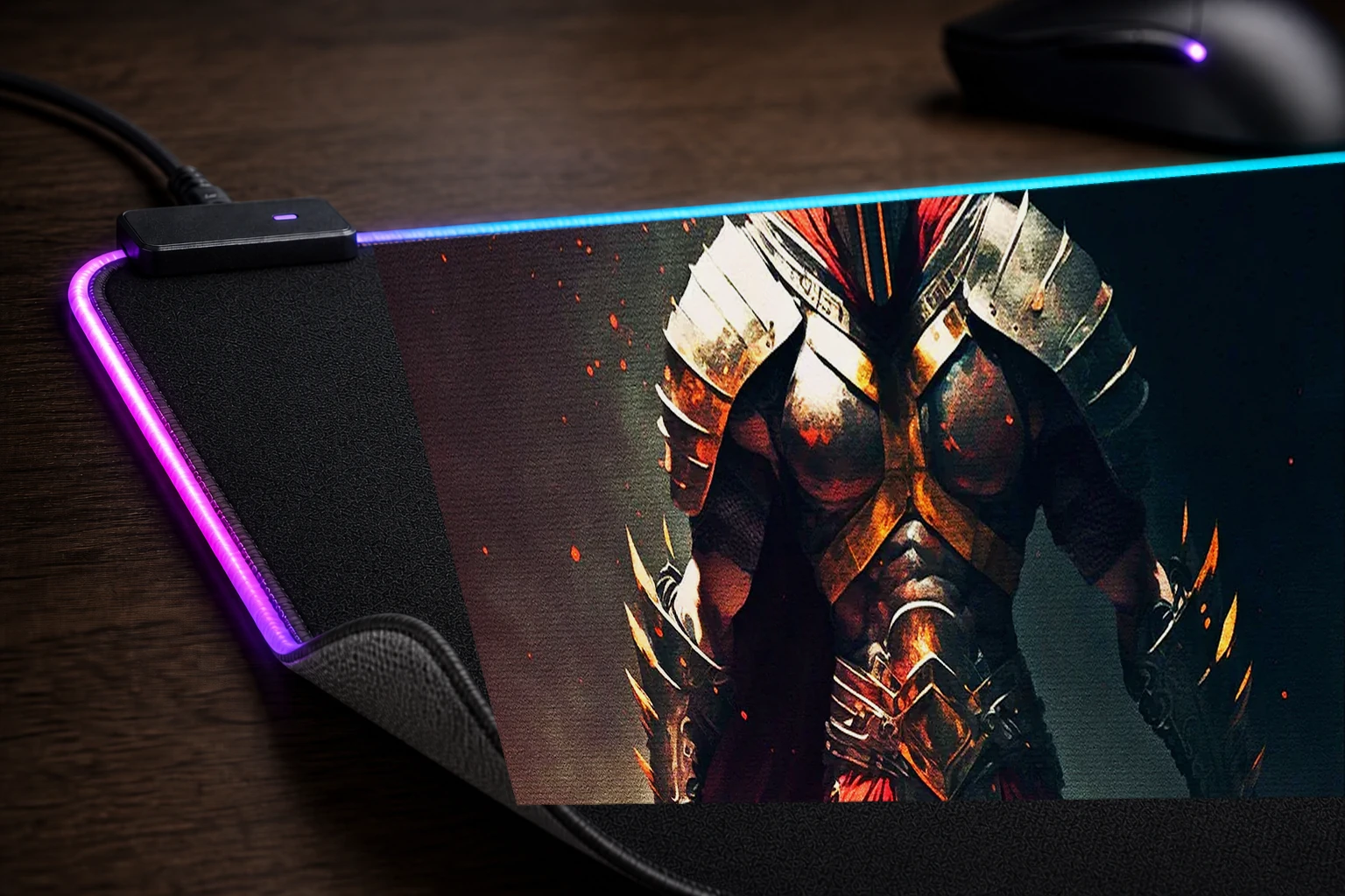 Pain The Gladiator RGB Desk Mat controller and material detail