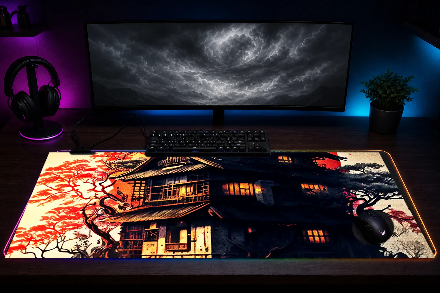House of the rising sun RGB Desk Mat immersive setup scene