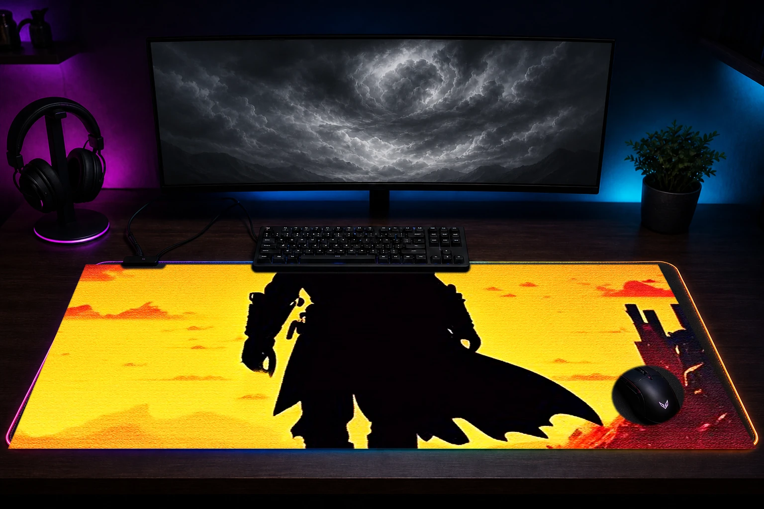 The Journey RGB Desk Mat immersive setup scene