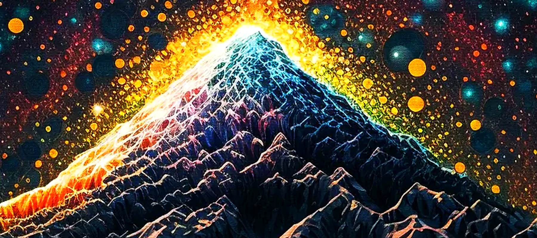 Mountain Bubble Art RGB Desk Mat full-width design preview