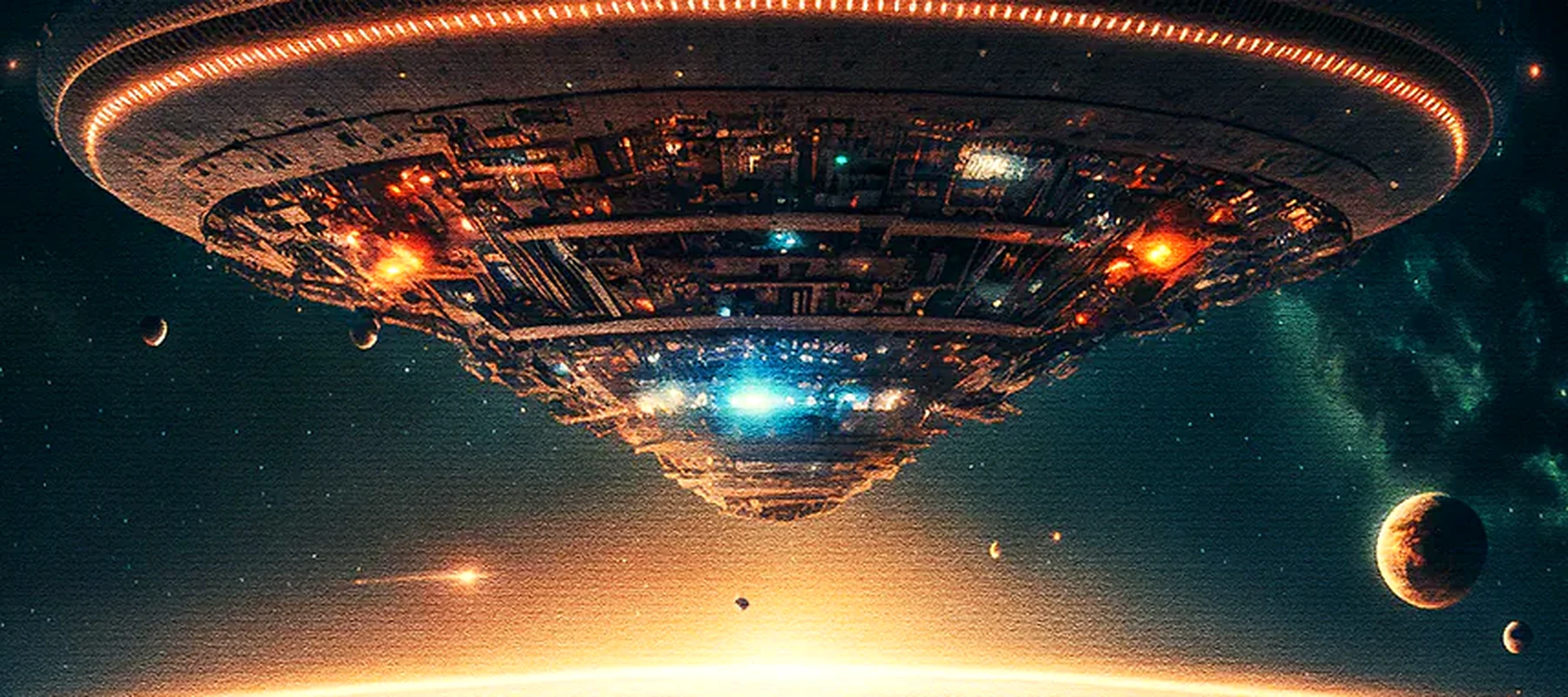 UFO invade interstellar RGB Desk Mat full-width design preview